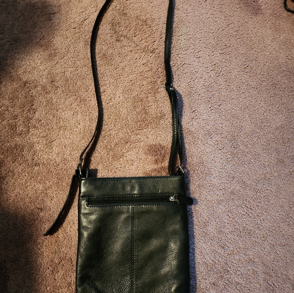 Black leather crossbody bag